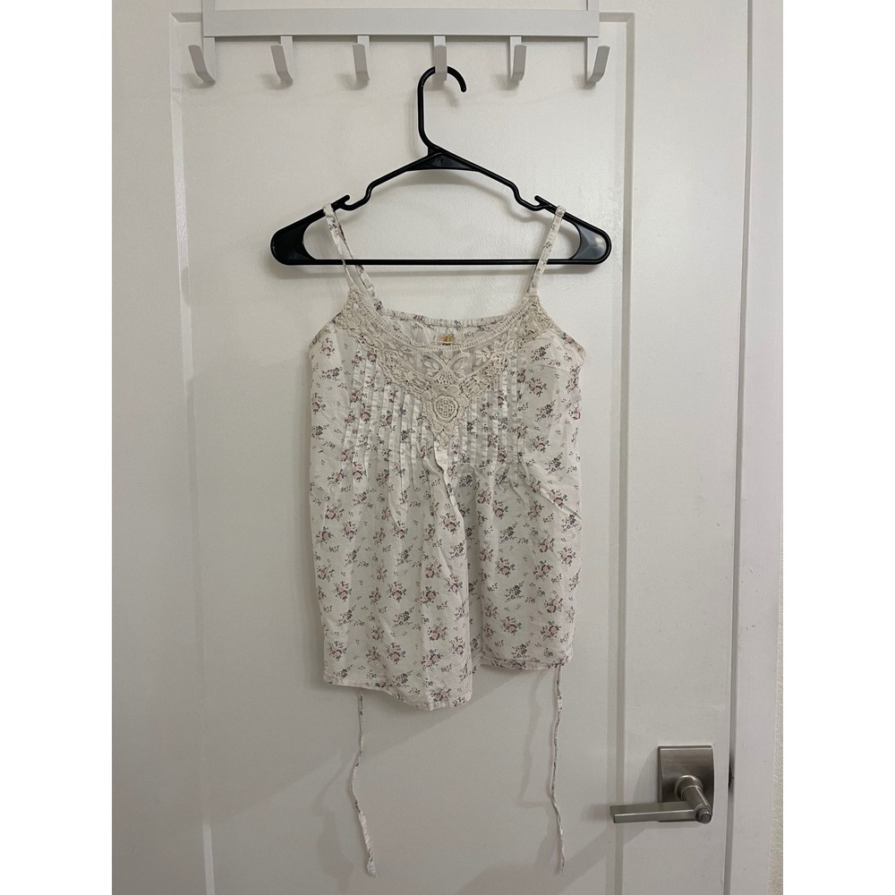 Vintage Y2K Mudd Tank Floral White Boho Cottagecore Country Top